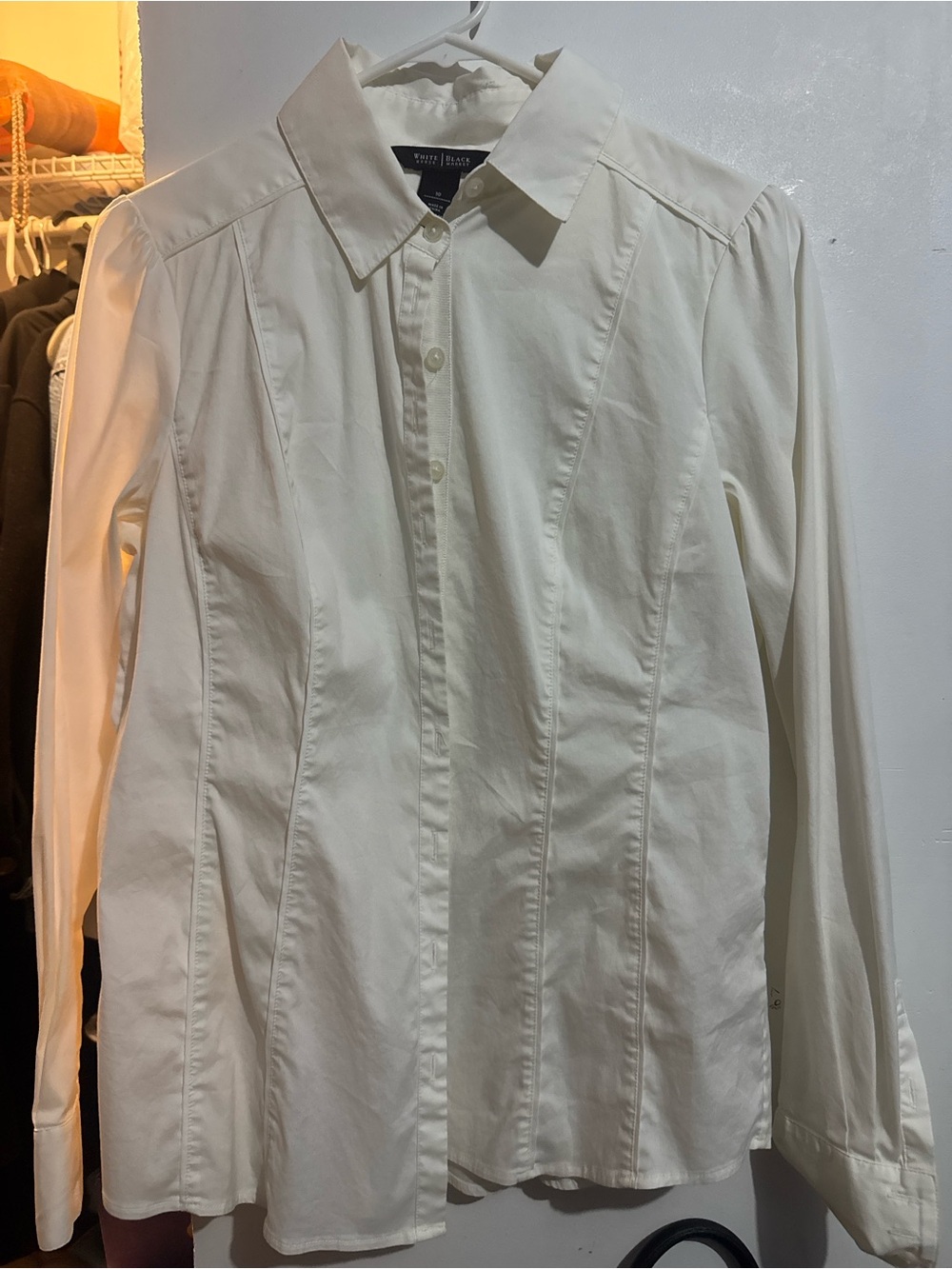 White House Black Market Cream Button-Front Dress Shirt